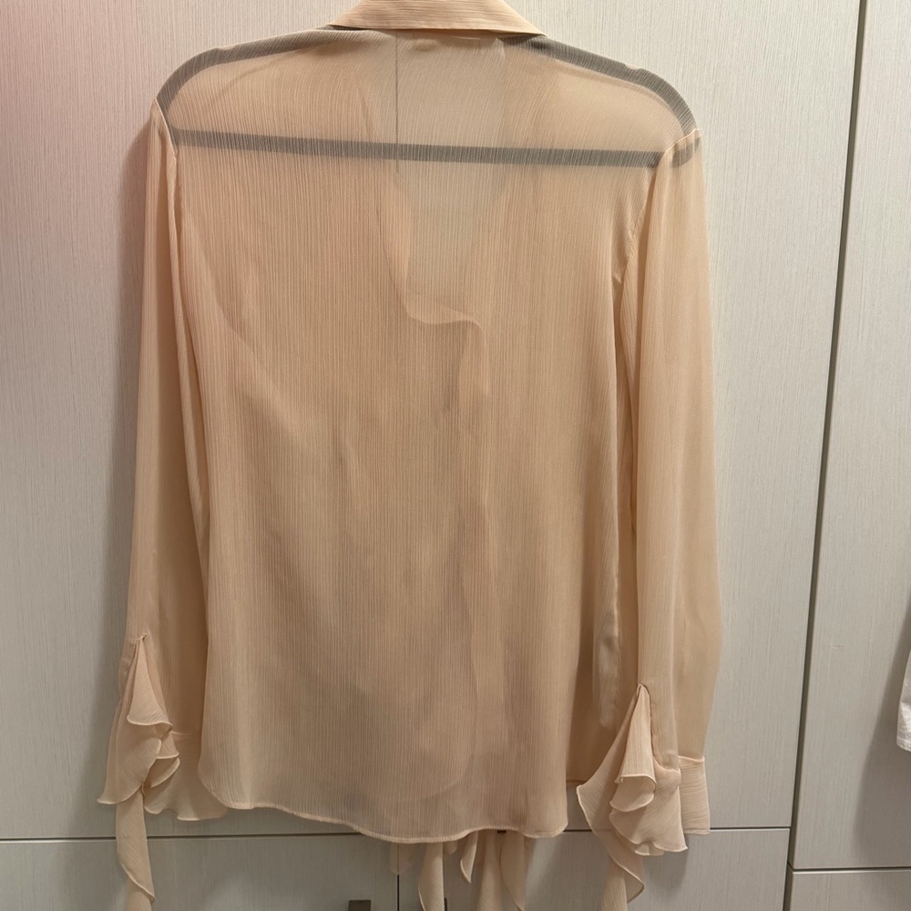 Mango Cream Camelot Ruffled Sheer Blouse - Picture 4 of 4